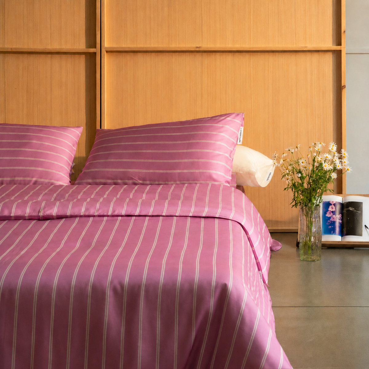 Kingdom Garden Rose Tencel Stripe Bedding Set