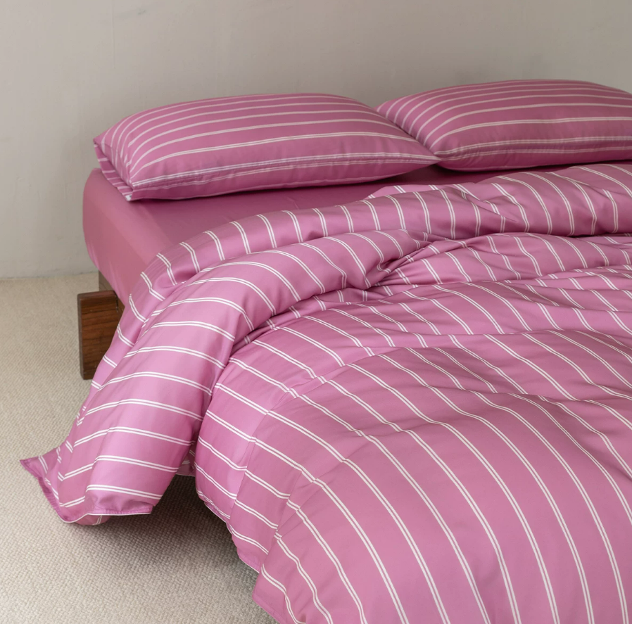 Kingdom Garden Rose Tencel Stripe Bedding Set